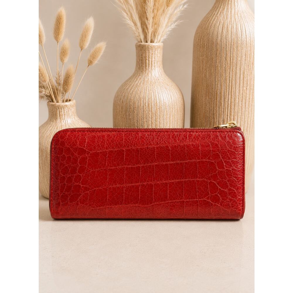 Miu Miu St. Cocco Lux Crocodile-Embossed Zip-Around - Picture 2 of 8